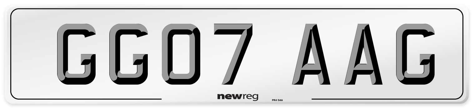 GG07 AAG Number Plate from New Reg